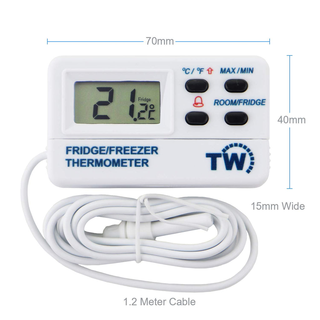 KT THERMO Termómetro para refrigerador con lectura instantánea, termómetro  congelador de acero inoxidable de 2 pulgadas